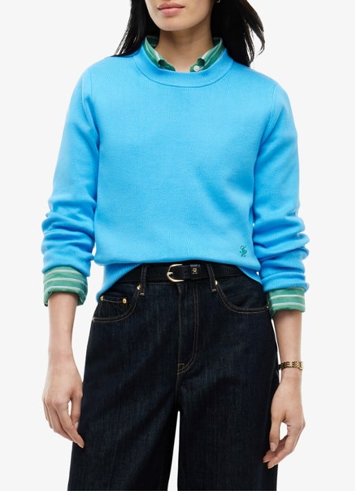 Tommy Hilfiger Fijngebreide trui met logoborduring - detail blauw