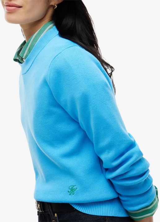 Tommy Hilfiger Fijngebreide trui met logoborduring - detail 2 blauw