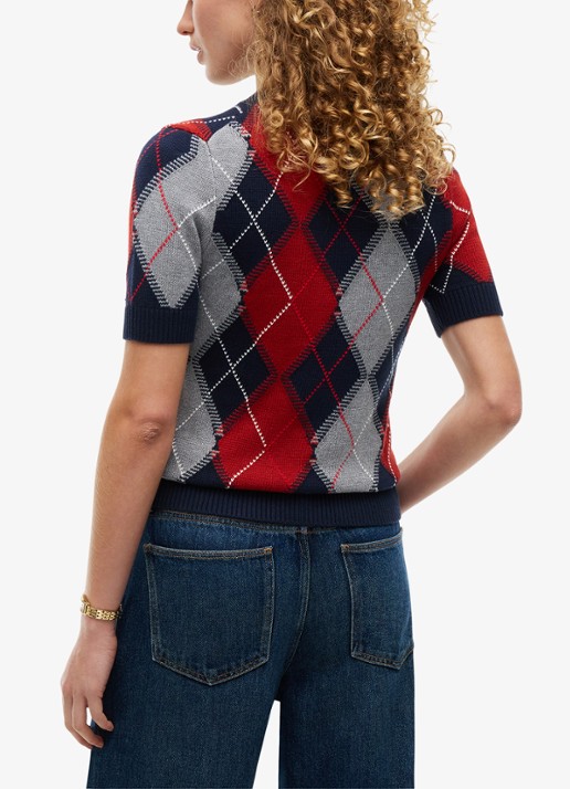 Tommy Hilfiger Fijngebreide trui met ruitdessin - achterkant 5 multicolor