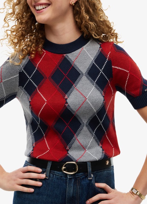 Tommy Hilfiger Fijngebreide trui met ruitdessin - detail 2 multicolor