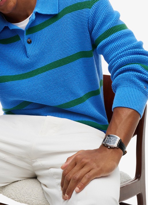 Tommy Hilfiger Fijngebreide trui met streepprint - detail 2 blauw