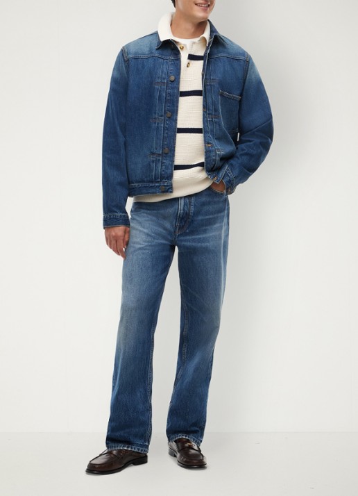 Tommy Hilfiger Fijngebreide trui met streepprint - voorkant 2 donkerblauw