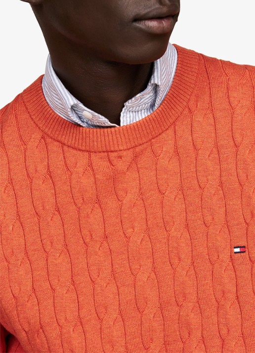 Tommy Hilfiger Flag Embroidery Cable Knit Jumper - detail 2 oranje