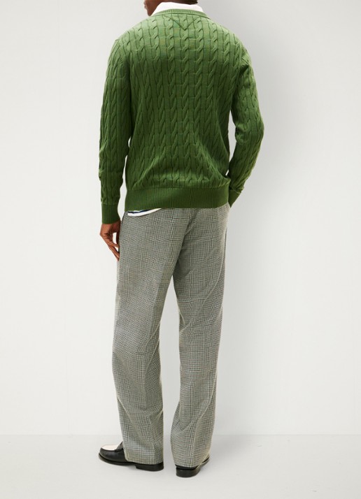 Tommy Hilfiger Flag Embroidery Cable Knit Jumper - achterkant mountain pine-l01 / groen