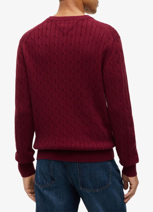 Tommy Hilfiger Flag Embroidery Cable Knit Jumper - achterkant 5 burgundy-vlp