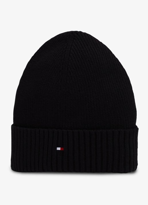 Tommy Hilfiger Flag Pima grofgebreide muts met logo - detail 2 zwart
