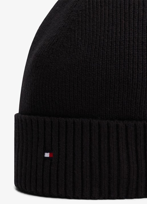 Tommy Hilfiger Flag Pima grofgebreide muts met logo - detail 3 zwart