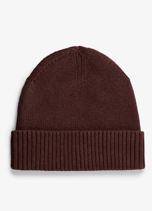 Tommy Hilfiger Flag Pima grofgebreide muts met logo - achterkant red wine melange-xiu