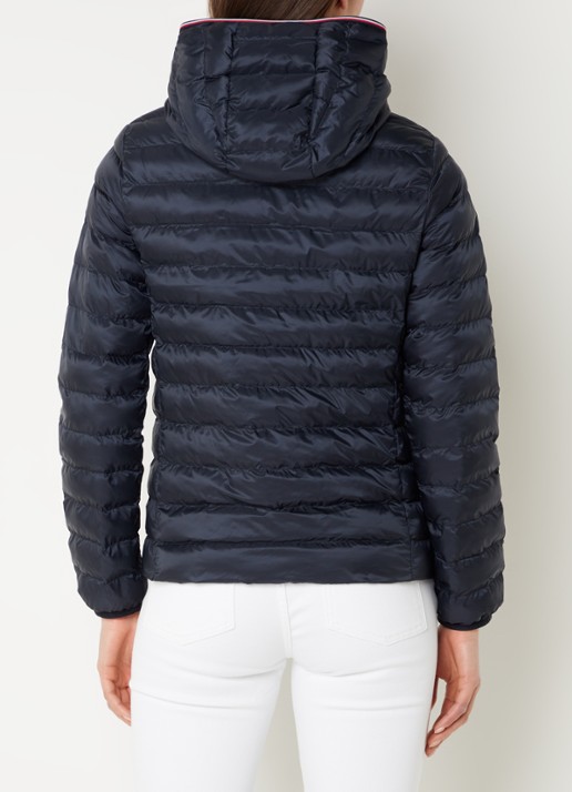 Tommy Hilfiger Gewatteerd jack met logo en ritszakken - achterkant 4 donkerblauw