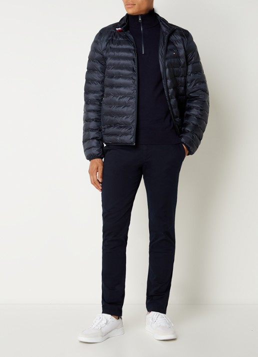 Tommy Hilfiger Gewatteerd jack met logo - voorkant 4 lichtblauw