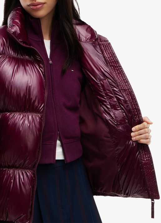 Tommy Hilfiger Gewatteerde puffer jas met steekzakken  - detail 3 cranberryrood