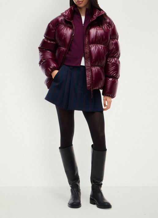 Tommy Hilfiger Gewatteerde puffer jas met steekzakken  - voorkant 6 cranberryrood
