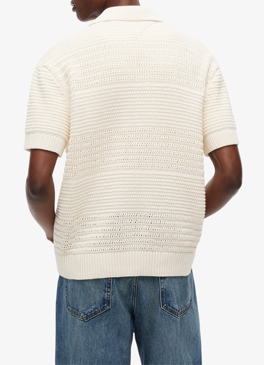 Tommy Hilfiger Grofgebreid vest met logoborduring - achterkant creme