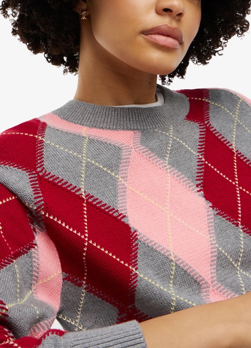 Tommy Hilfiger Grofgebreide trui met ruit dessin - detail 2 roze