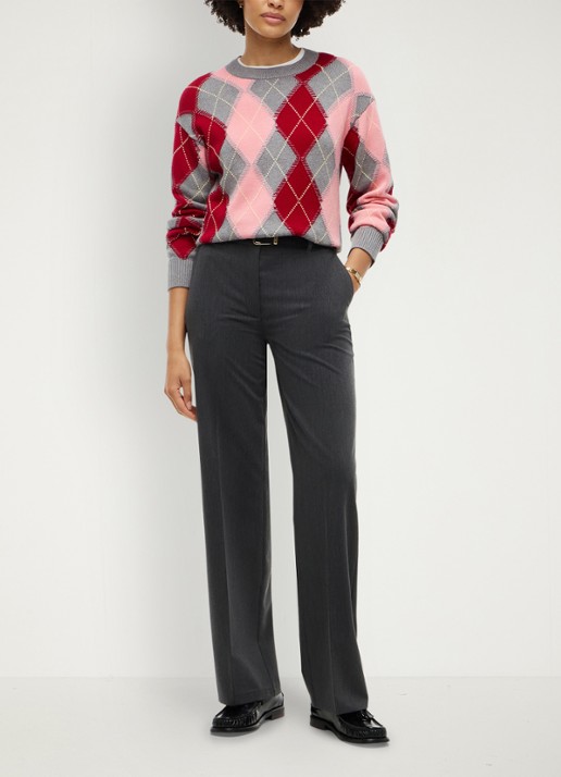 Tommy Hilfiger Grofgebreide trui met ruit dessin - voorkant 5 roze