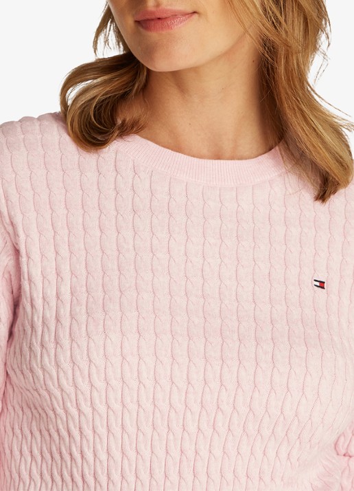 Tommy Hilfiger Grofgebreide trui met structuur - detail 2 roze