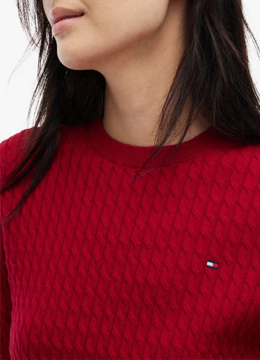 Tommy Hilfiger Grofgebreide trui met structuur - detail 5 raspberry juice-xkc