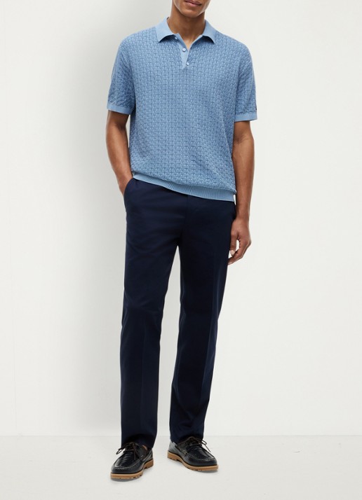 Tommy Hilfiger Grofgebreide trui met structuur - voorkant 5 blauw