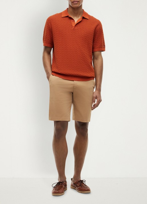 Tommy Hilfiger Grofgebreide trui met structuur - voorkant 2 oranje