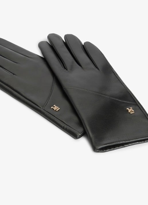 Tommy Hilfiger Handschoenen van leer met logo - detail 2 zwart