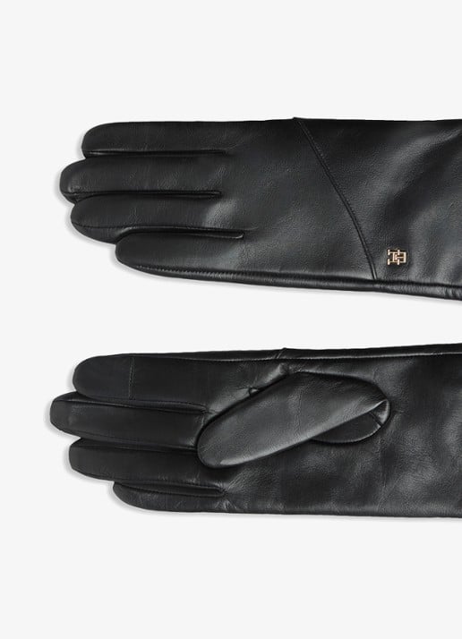 Tommy Hilfiger Handschoenen van leer met logo - detail 3 zwart