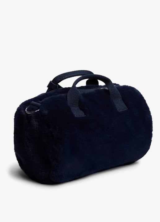 Tommy Hilfiger Handtas van imitatiebont met logo - achterkant 5 donkerblauw
