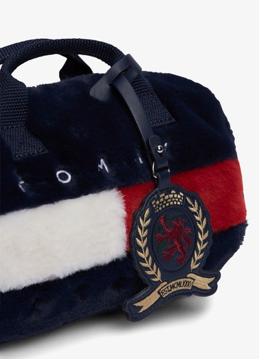 Tommy Hilfiger Handtas van imitatiebont met logo - detail 2 donkerblauw