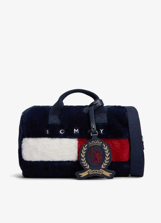 Tommy Hilfiger Handtas van imitatiebont met logo - voorkant 4 donkerblauw