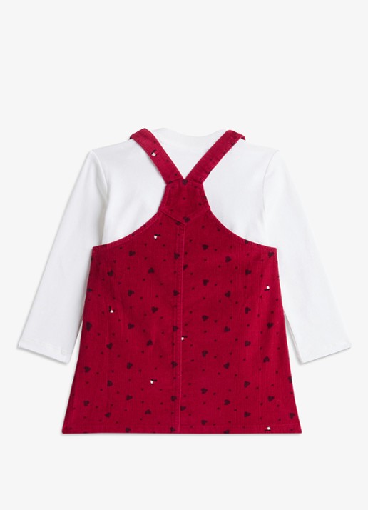Tommy Hilfiger Heart Dungaree jurk set 2-delig  - detail rood