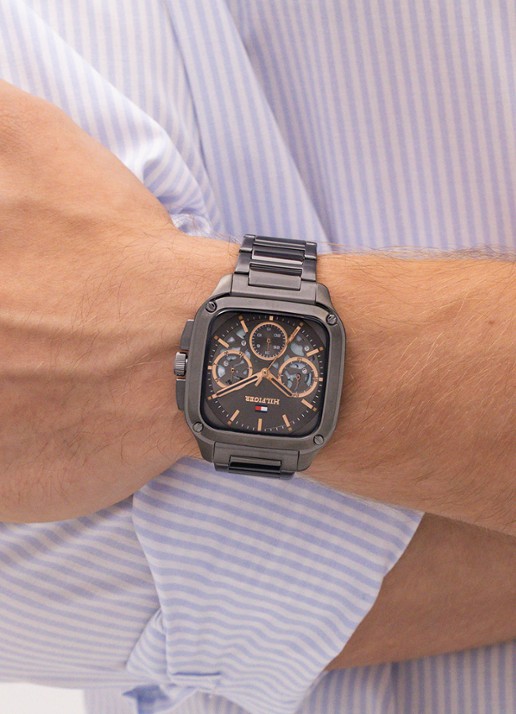 Tommy Hilfiger Herald Skeleton horloge TH1710759 - voorkant 4 antraciet