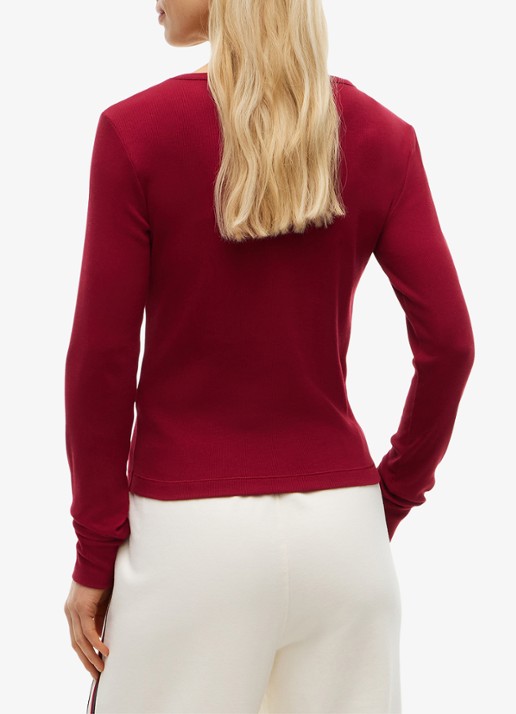 Tommy Hilfiger Heritage longsleeve met logo - achterkant 3 kersenrood
