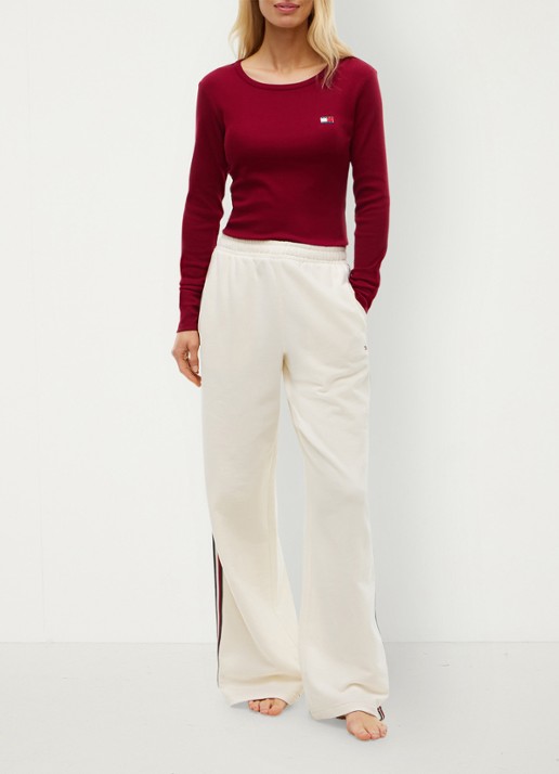 Tommy Hilfiger Heritage longsleeve met logo - voorkant 2 kersenrood