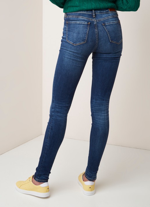 Tommy Hilfiger Heritage mid waist skinny jeans met stretch - achterkant indigo