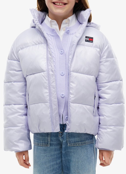 Tommy Hilfiger Heritage puffer jas met capuchon - detail 4 lavendel
