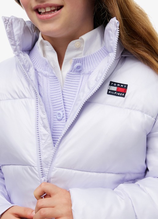 Tommy Hilfiger Heritage puffer jas met capuchon - detail 5 lavendel