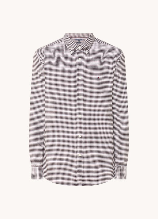 Tommy Hilfiger Heritage regular fit overhemd met ruitdessin en logoborduring - voorkant 2 donkerbruin