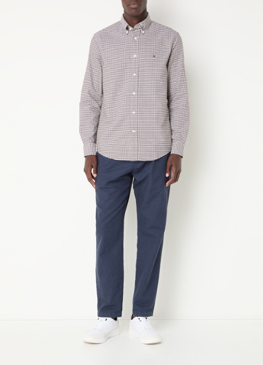 Tommy Hilfiger Heritage regular fit overhemd met ruitdessin en logoborduring - voorkant 3 donkerbruin