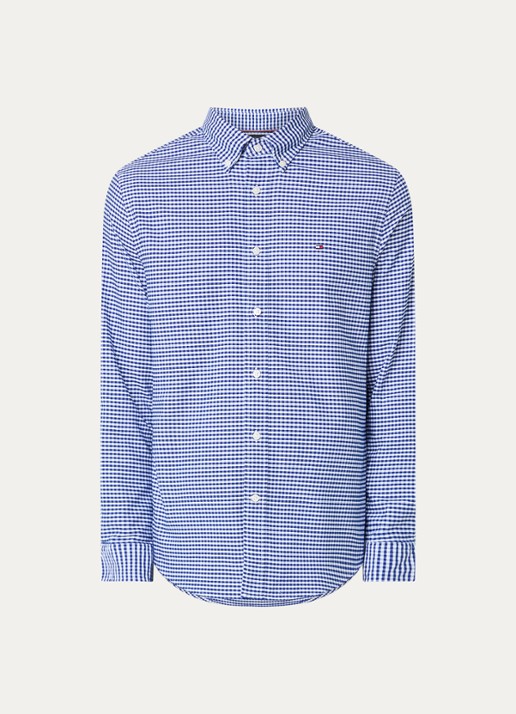 Tommy Hilfiger Heritage regular fit overhemd met ruitdessin en logoborduring - voorkant 4 royalblauw