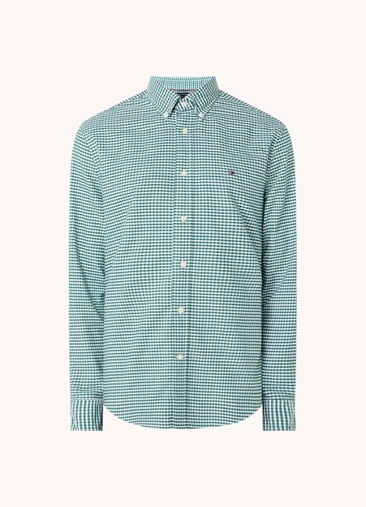 Tommy Hilfiger Heritage regular fit overhemd met ruitdessin en logoborduring - voorkant groen