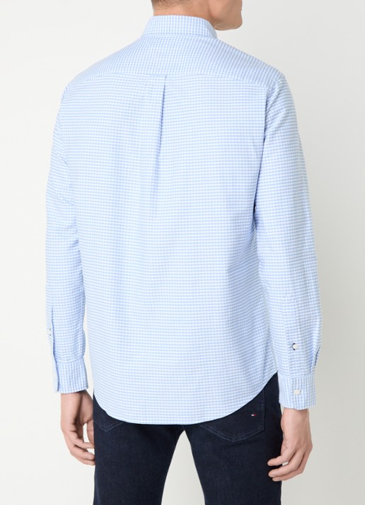 Tommy Hilfiger Heritage regular fit overhemd met ruitdessin en logoborduring - achterkant donkerblauw