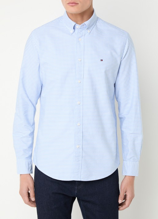 Tommy Hilfiger Heritage regular fit overhemd met ruitdessin en logoborduring - detail 4 donkerblauw