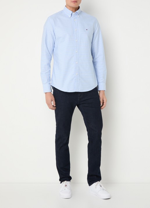 Tommy Hilfiger Heritage regular fit overhemd met ruitdessin en logoborduring - voorkant 3 donkerblauw