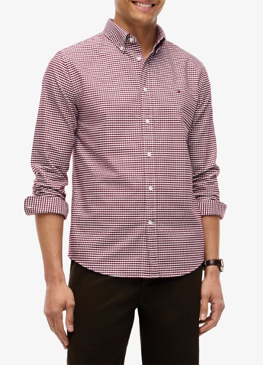 Tommy Hilfiger Heritage regular fit overhemd met ruitdessin en logoborduring - detail burgundy  / check-0qj