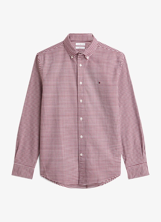 Tommy Hilfiger Heritage regular fit overhemd met ruitdessin en logoborduring - voorkant 3 burgundy  / check-0qj