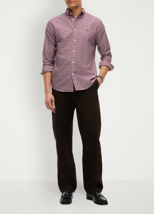 Tommy Hilfiger Heritage regular fit overhemd met ruitdessin en logoborduring - voorkant 4 burgundy  / check-0qj