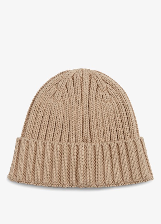 Tommy Hilfiger Heritage ribgebreide muts met logo  - achterkant 2 creme