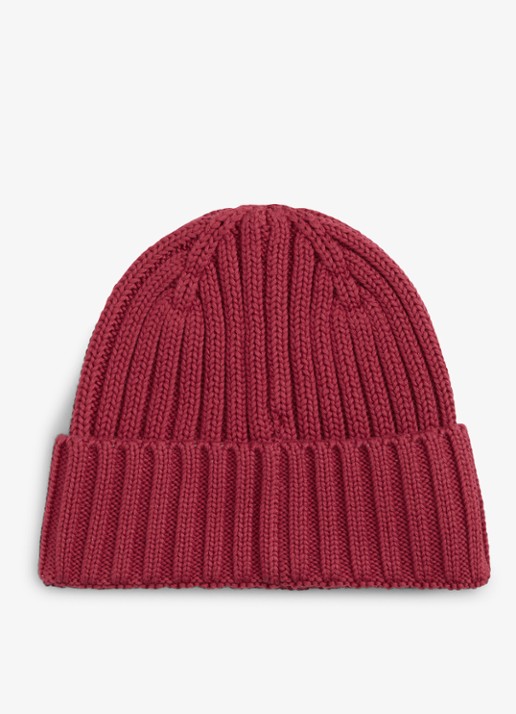 Tommy Hilfiger Heritage ribgebreide muts met logo  - achterkant 2 rood