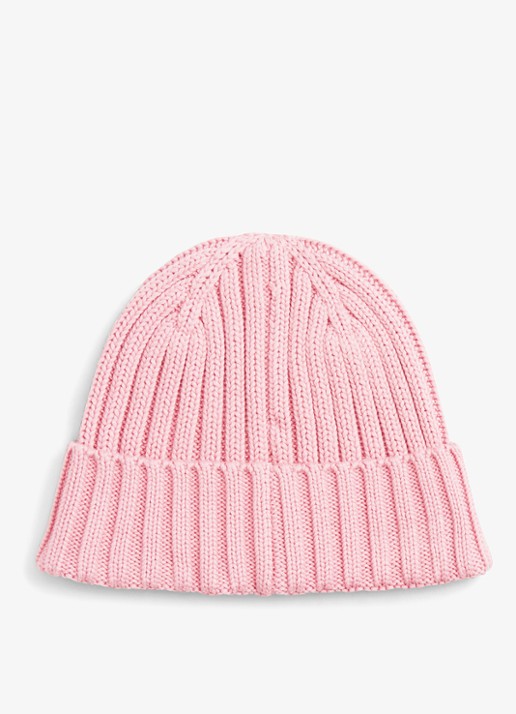 Tommy Hilfiger Heritage ribgebreide muts met logo  - achterkant 2 roze