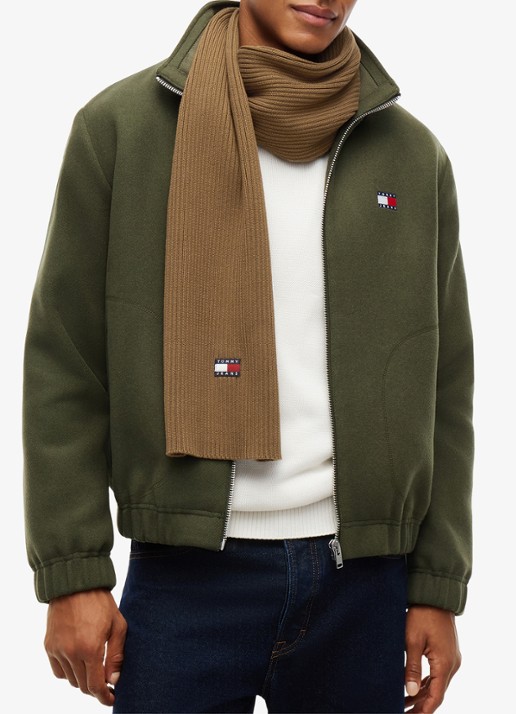 Tommy Hilfiger Heritage sjaal met logo - detail 2 warm khaki-gwi