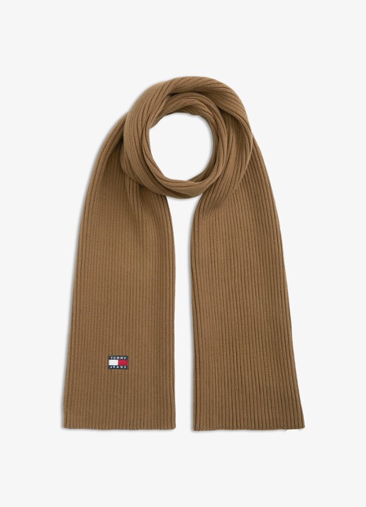 Tommy Hilfiger Heritage sjaal met logo - voorkant warm khaki-gwi